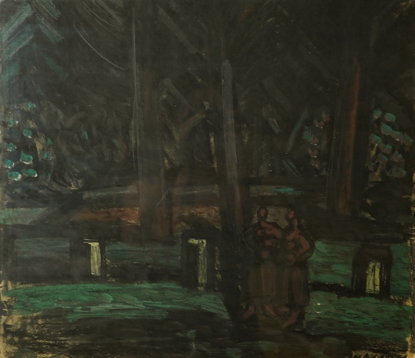 Jenö Barcsay, Hungarian (1900-1988), Figures in a woodland landscape